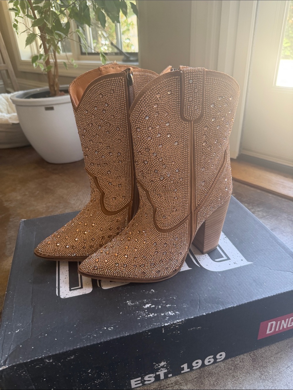 Dingo Neon Moon Rose Rose Gold Western Ankle Boots 9.5